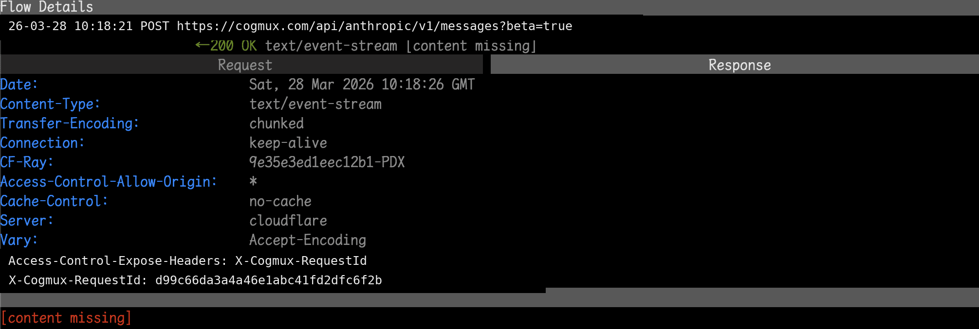 mitmproxy flow details: 200 OK but content missing